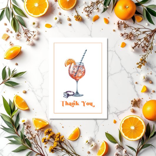 Liefde op het eerste spritz bruidsmeisjesshower fo bedankkaart