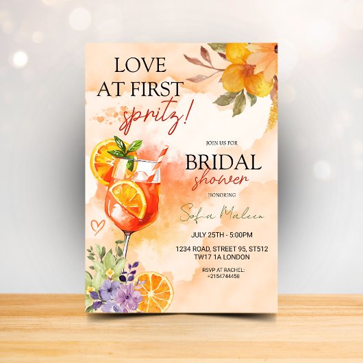 Liefde op het eerste spritz bruidsuitnodiging kaart