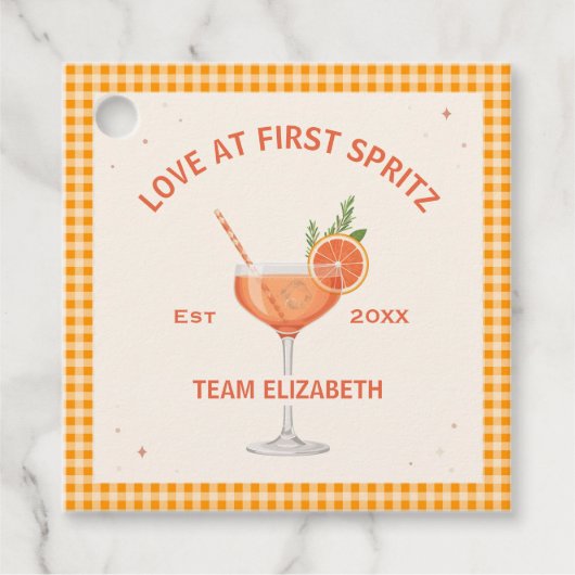 Liefde Op Het Eerste Spritz Citrus Bruidsfeest Bedankjes Labels (Voorkant)