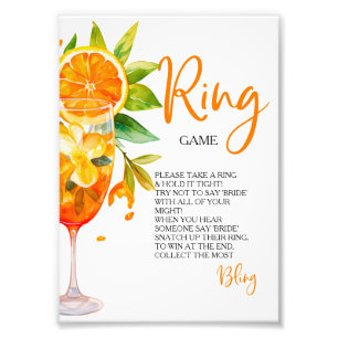 Liefde op het Eerste Spritz Citrus Ring Game Hunt  Foto Afdruk