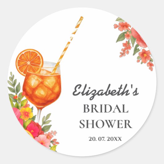 Liefde op het Eerste Spritz Citrus Sinaasappel Bru Ronde Sticker (Voorkant)