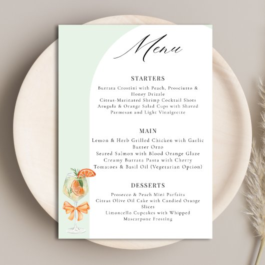Liefde Op Het Eerste Spritz Groene Boog Bruidsfees Menu