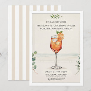 Liefde Op Het Eerste Spritz Kust Chic Bruidsfeest Kaart