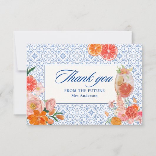 Liefde op het eerste spritz mediterrane Vrijgezell Bedankkaart (Voorkant)