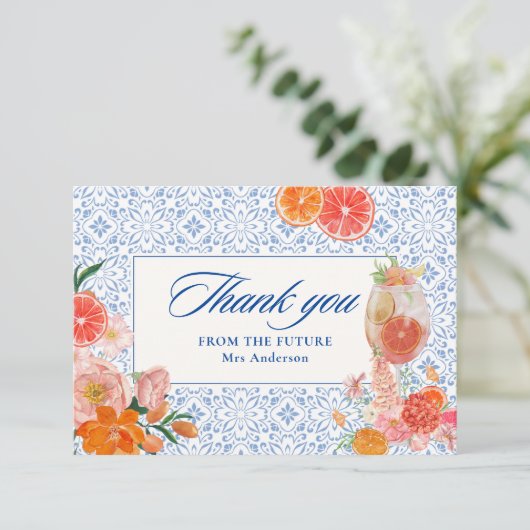 Liefde op het eerste spritz mediterrane Vrijgezell Bedankkaart (Staand voorkant)