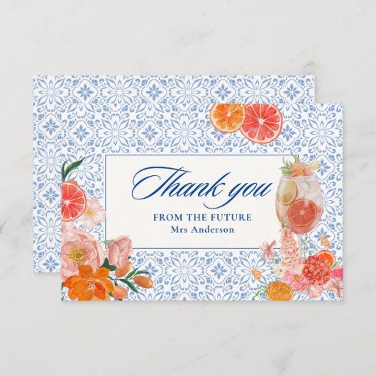 Liefde op het eerste spritz mediterrane Vrijgezell Bedankkaart (Voorkant / Achterkant)