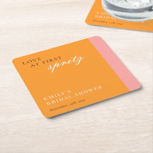 Liefde Op Het Eerste Spritz Moderne Bruidsborrel Kartonnen Onderzetters (Schuin)