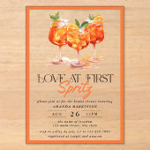 Liefde op het Eerste Spritz Moderne Citrus Bruidsd Acryl Uitnodigingen (Voorkant)