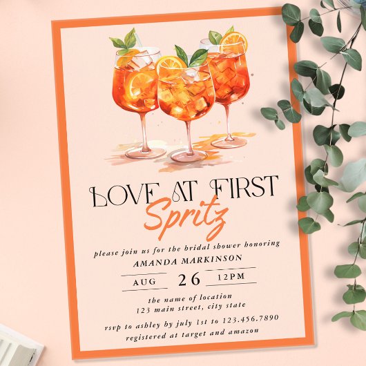 Liefde op het Eerste Spritz Moderne Citrus Bruidsd Acryl Uitnodigingen