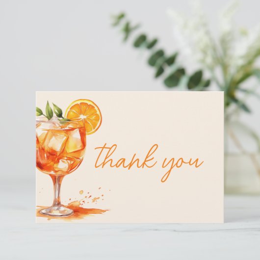 Liefde op het Eerste Spritz Oranje Bruidsfeest Bedankkaart (Staand voorkant)