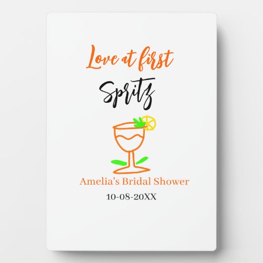 Liefde op het eerste spritz oranje zwarte bruids d fotoplaat (voorkant)