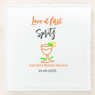 Liefde op het eerste spritz oranje zwarte bruids d glazen onderzetter