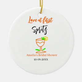 Liefde op het eerste spritz oranje zwarte bruids d keramisch ornament
