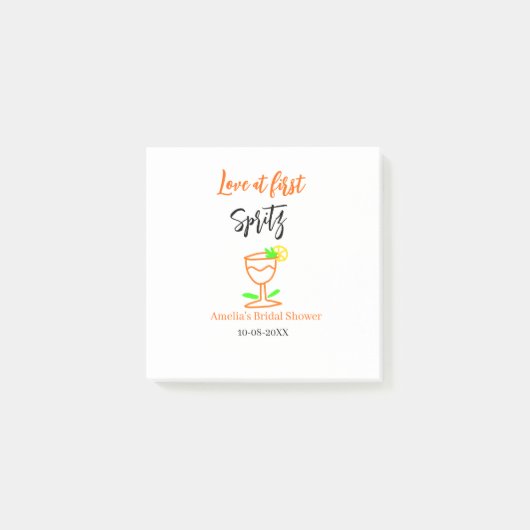 Liefde op het eerste spritz oranje zwarte bruids d post-it® notes (Voorkant)