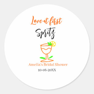 Liefde op het eerste spritz oranje zwarte bruids d ronde sticker