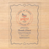 Liefde Op Het Eerste Spritz Preppy Acryl Bruidsfee Uitnodigingen (Voorkant)