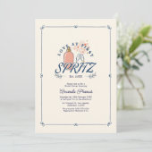 Liefde Op Het Eerste Spritz Preppy Bruidsfeest Kaart (Staand voorkant)