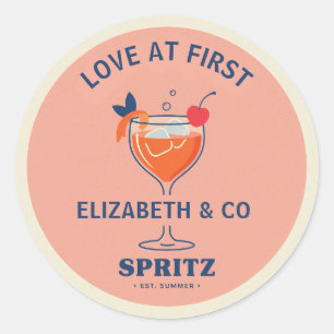 Liefde Op Het Eerste Spritz Preppy Bruidsfeest Ronde Sticker