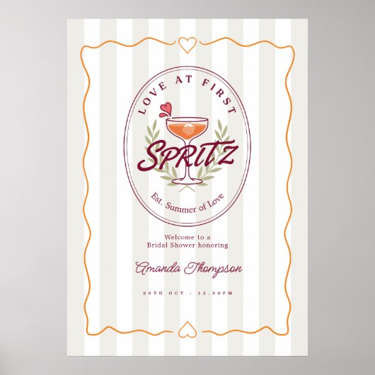 Liefde Op Het Eerste Spritz Preppy Bruidsfeest Wel Poster (Voorkant)
