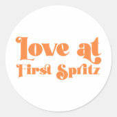 Liefde op het eerste Spritz Retro Bruidsfeest Ronde Sticker (Voorkant)