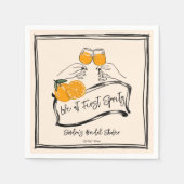 Liefde op het eerste spritz retro oranje bruidsdou servet (Voorkant)