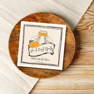 Liefde op het eerste spritz retro oranje bruidsdou servet