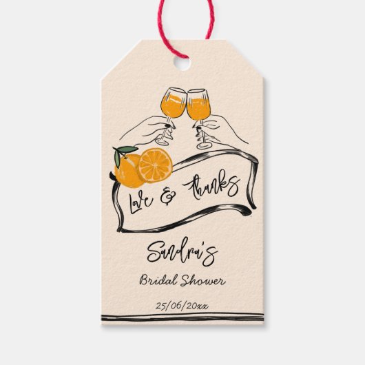 Liefde op het eerste spritz retro vrijgezellenfees cadeaulabel (Voorkant)