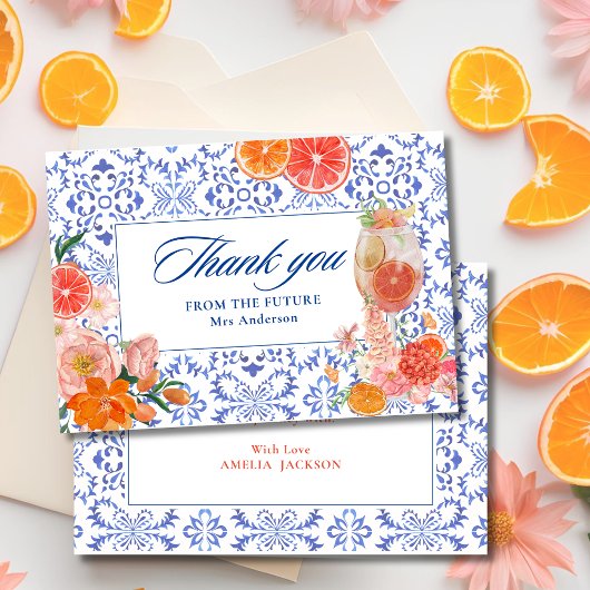 Liefde op het eerste spritz sinaasappel bruidsdouc bedankkaart