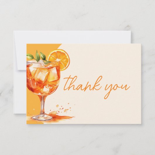 Liefde op het Eerste Spritz Sinaasappel Bruidsfees Bedankkaart (Voorkant)