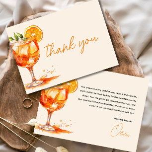 Liefde op het Eerste Spritz Sinaasappel Bruidsfees Bedankkaart