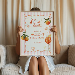 Liefde op het eerste Spritz Sinaasappels Strepen W Poster