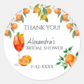 Liefde op het eerste Spritz Vrijgezellenfeest Dank Ronde Sticker (Voorkant)