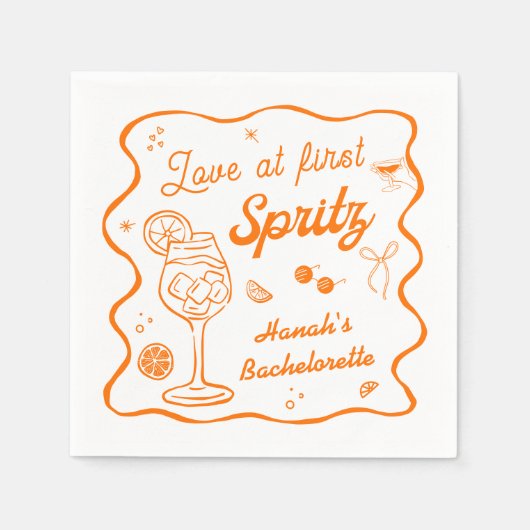 Liefde Op Het Eerste Spritz Vrijgezellenfeest Servet (Voorkant)