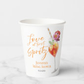 Liefde op het eerste Spritz | Watercolor Bruidsdin Papieren Bekers (Achterkant)