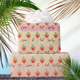 Liefde Op Het Eerste Spritz Waterverf Oranje Cockt Cadeaupapier