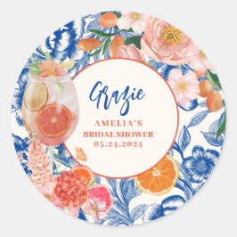 Liefde op het eerste spritz zomer  Bruidsuitnodigi Ronde Sticker