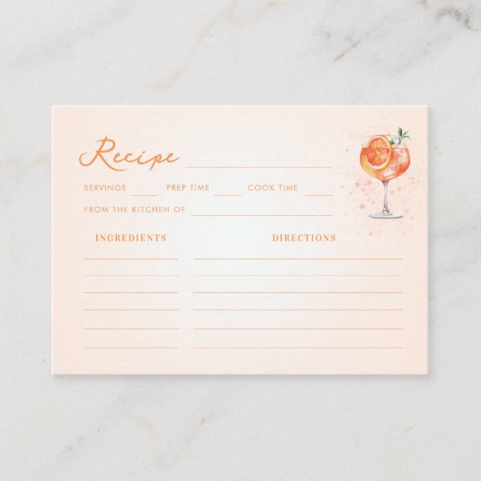 Liefde op het eerste spritzje Deel recept Bruidsdo Informatiekaartje (Voorkant)