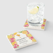 Liefde op het Eerste Spritzje Sinaasappel Bruidsdi Stenen Onderzetter (Zijkant)