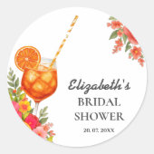 Liefde op het Eerste Spritzje Sinaasappel Bruidsfe Ronde Sticker (Voorkant)