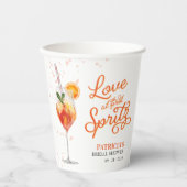 Liefde op het Eerste Spuitje Bruidsfeest Papieren Bekers (Voorkant)