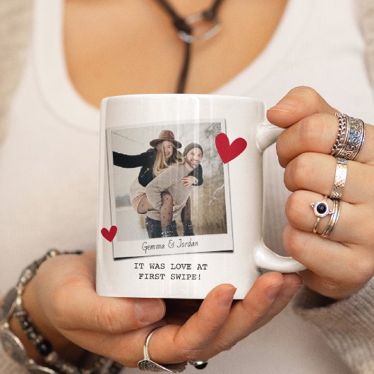 Liefde Op Het Eerste Swipe Foto Mok Cadeau