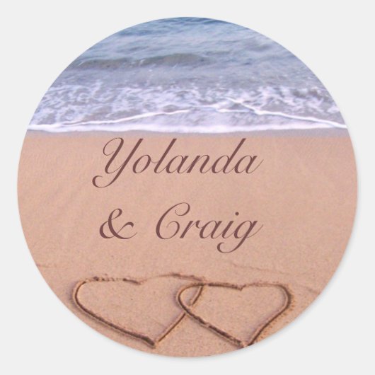 Liefde op het strand bruiloft stickers (Voorkant)