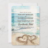 Liefde op het strand bruiloft uitnodiging (Voorkant)