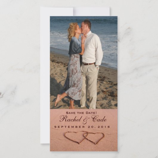 Liefde op het strand fotosjabloon save the date (Voorkant)