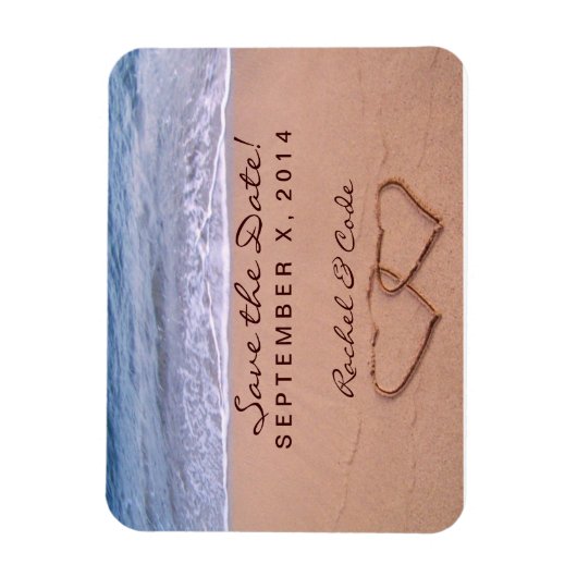 Liefde op het strand sparen de datum magneet (Verticaal)