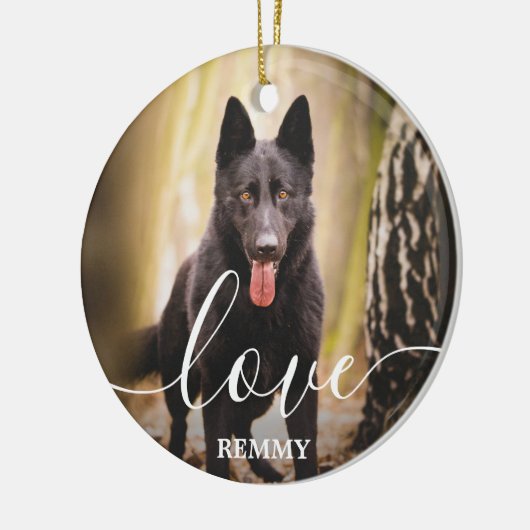 Liefde op maat 2 Foto Dog Pet Memorial Keramisch Ornament (Links)