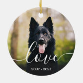 Liefde op maat 2 Foto Dog Pet Memorial Keramisch Ornament (Achterkant)