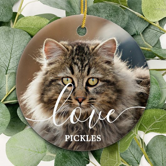 Liefde op maat 2 Fotokat Pet Memorial Keramisch Ornament