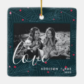 Liefde op maat gemaakte feestdag kerstcadeautjes keramisch ornament (Achterkant)