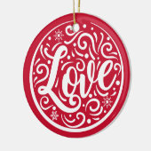Liefde op maat gesneden kerstfeestdag rood keramisch ornament (Links)